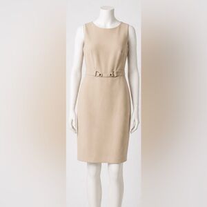 Tommy Hilfiger NWT Beige Sheath Dress Size 16 Belted Workwear Neutral Tailored